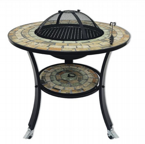 מחמם / מנגל שולחני עגול על עץ או פחמים משולב ברזל ופסיפס עם גלגלים אביגיל FP-R מחמם / מנגל שולחני עגול על עץ או פחמים משולב ברזל ופסיפס עם גלגלים אביגיל FP-R