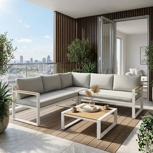 מערכת ישיבה פינתית דגם קנדה – לבן מערכת ישיבה פינתית דגם קנדה – לבן