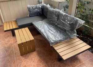 מערכת ישיבה לגינה ולמרפסת אלומיניום פינתי דגם מרינה אפור פחם מערכת ישיבה לגינה ולמרפסת אלומיניום פינתי דגם מרינה אפור פחם