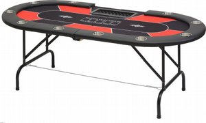 שולחן פוקר אליפטי מתקפל 213 ס"מ + עמדת דילר דגם וגאס VEGAS - צבע אדום שולחן פוקר אליפטי מתקפל 213 ס"מ + עמדת דילר דגם וגאס VEGAS - צבע אדום