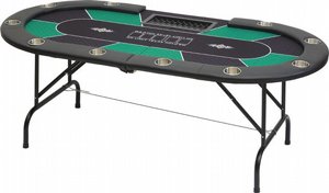 שולחן פוקר אליפטי מתקפל 240 ס"מ + עמדת דילר דגם רויאל - צבע ירוק שולחן פוקר אליפטי מתקפל 240 ס"מ + עמדת דילר דגם רויאל - צבע ירוק